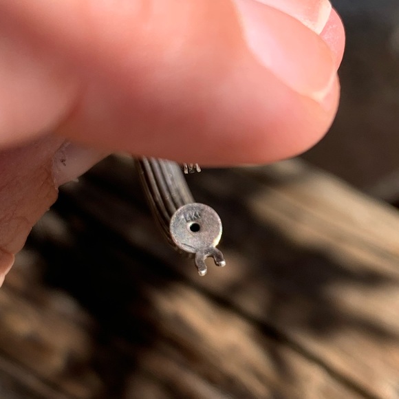 Vintage 14k Gold & Silver Hoops - Picture 3 of 5